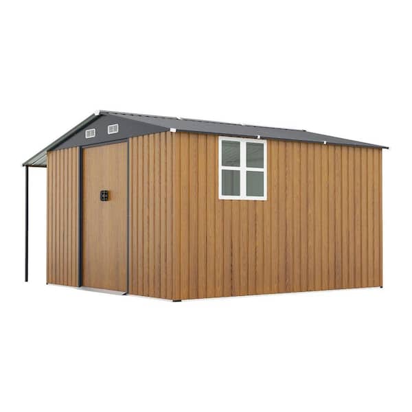 10 ft. W x 12 ft. D Yellow Metal Storage Shed with Lockable Doors, Windows for Garden, Backyard (120 sq. ft. )