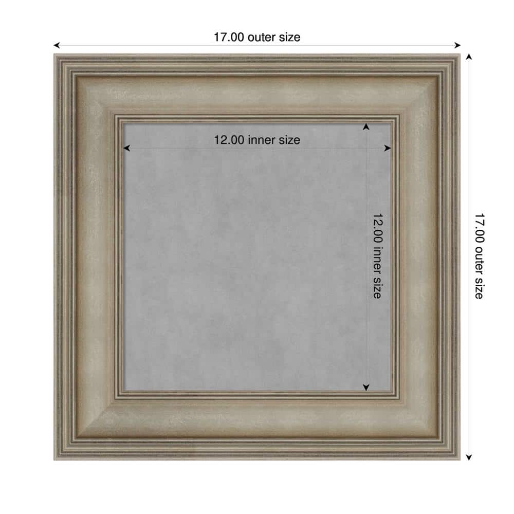 17" x 17" Grey and Antique Silver Wood Framed Magnetic Board
