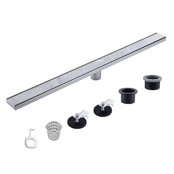 Flynama 36 in. Long Rectangular Stainless Steel Linear Shower Drain in Brushed Nickel