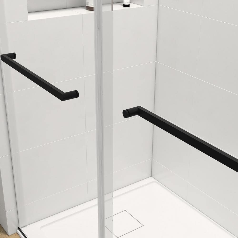 Matte Black 60" x 76" Frameless Double Sliding Shower Door