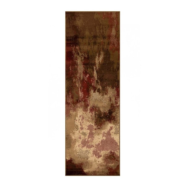 SUPERIOR Pixie Maroon 2 ft. 6 in. x 10 ft. Modern Color Abstract Indoor Runner Rug