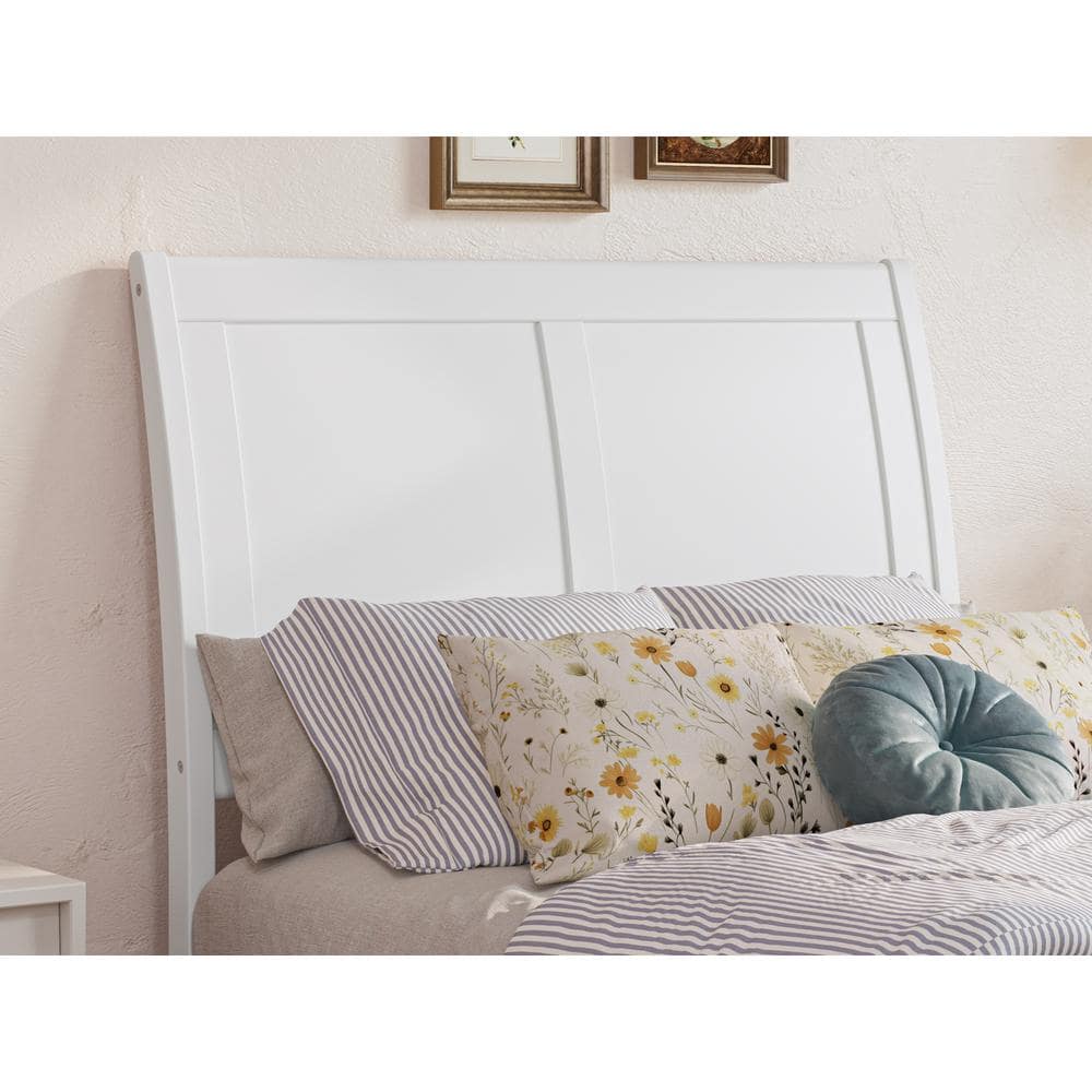 White Twin Wood Platform Bed with Storage Drawers and Slats