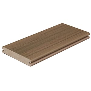 Paramount 1 in. x 5-4/9 in. x 1 ft. Brownstone Grooved Edge Capped Composite Decking Board Sample