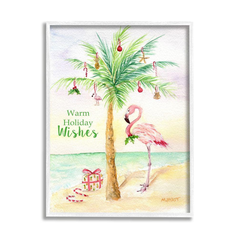 Stupell Industries Tropical Flamingo Christmas Palm Tree by Melissa Hyatt  LLC Framed Abstract Texturized Art Print 24 in. x 30 in. ac-403_wfr_24x30 -  The Home Depot