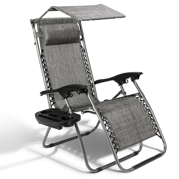 Karl home Zero Gravity Folding Reclining Gray Fabric Lawn Chair with ...