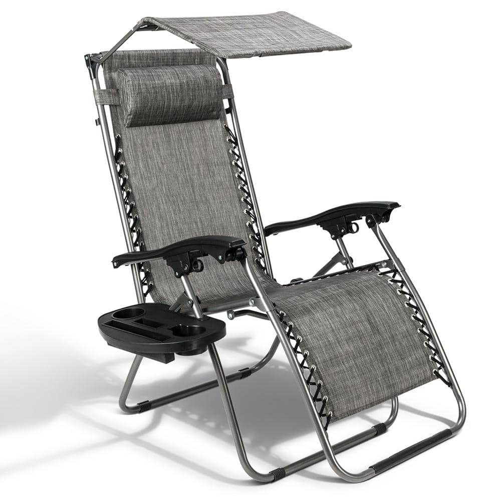 Winado Zero Gravity Folding Reclining Gray Fabric Lawn Chair With   Gray Winado Lawn Chairs 864692881077 64 1000 