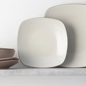 Color Wave Sand 8-1/4 in. Tan Stoneware Square Salad Plates (Set of 4)