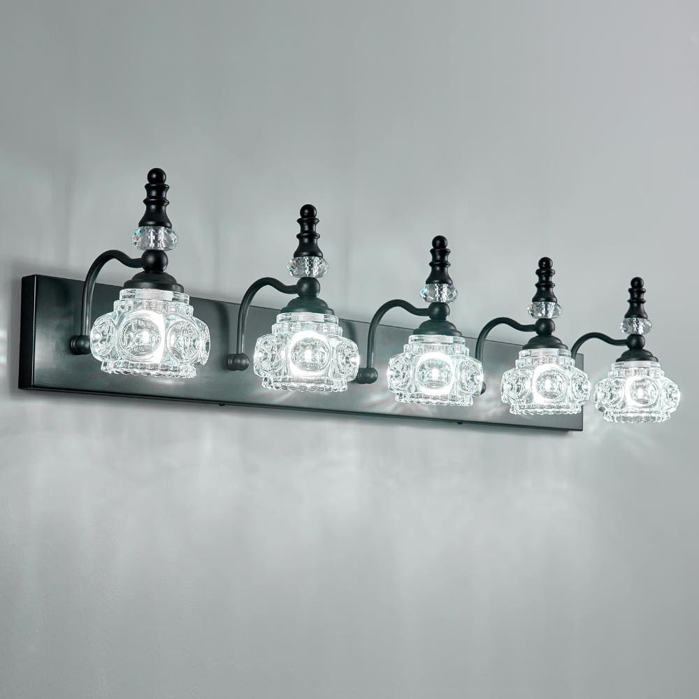 35.43 in. 5-Light Black Vanity Light Clear Glass For Bathroom Mirror Bedroom Hallway Farmhouse price history on PriceWatchPro