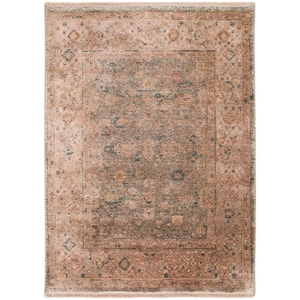 Luxurious Ivory Blue 2 ft. x 3 ft. Distressed Traditional Area Rug