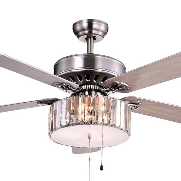 Warehouse of Tiffany Kimalex 52 in. Nickel Ceiling Fan with Light Kit