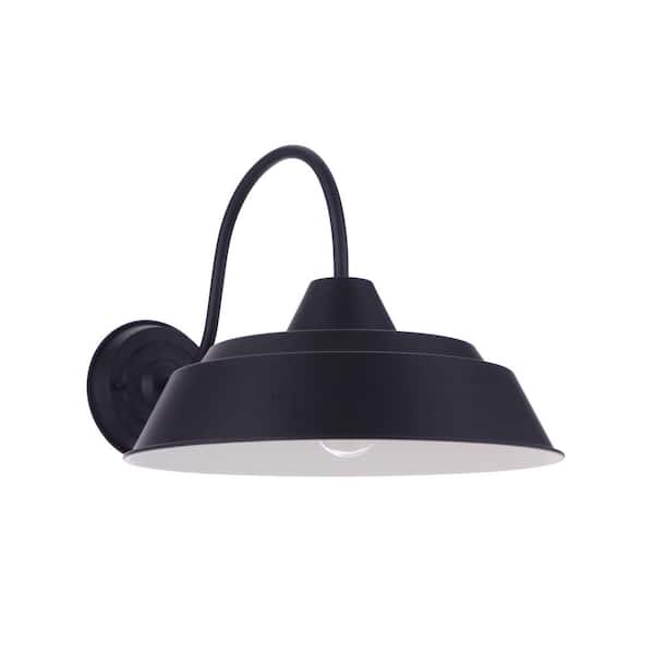 CRAFTMADE Landmark 11.63 in. Black Finish Outdoor Hardwired Wall Lantern Sconce w/ Shade, No Bulb Included