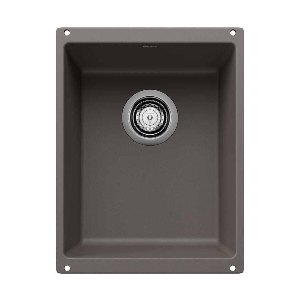 PRECIS Gray Granite Composite 13.75 in. Undermount Bar Sink in Volcano Gray