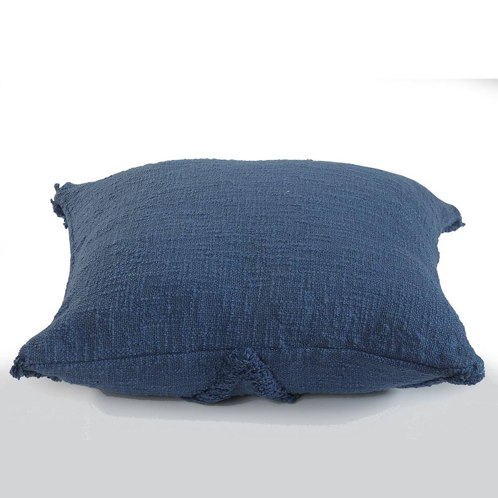 Navy Blue Cotton Diamond Tufted Square Throw Pillow 18"
