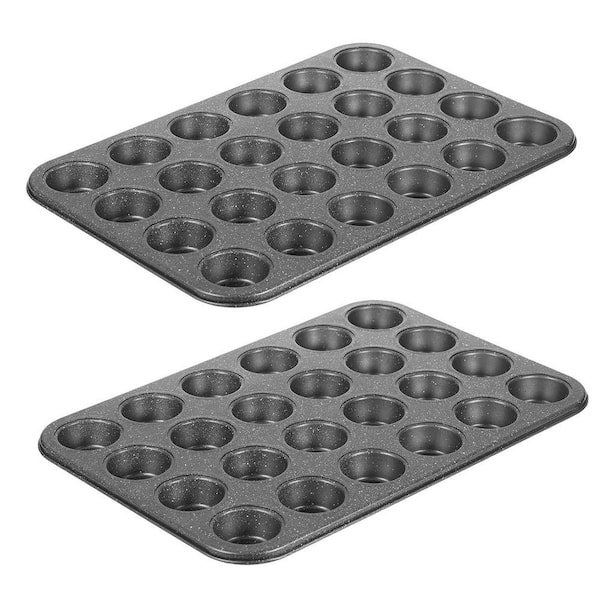 24-Piece Carbon Steel Muffin Pan Nonstick Gray Marble Ceramic Coating Cupcake Cheesecake Baking Set