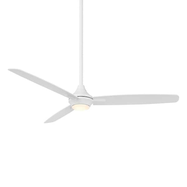 WAC Lighting 54 in. Matte White LED Blitzen Indoor and Outdoor 3-Blade Smart Ceiling Fan with 3000K Light Kit and Remote Control