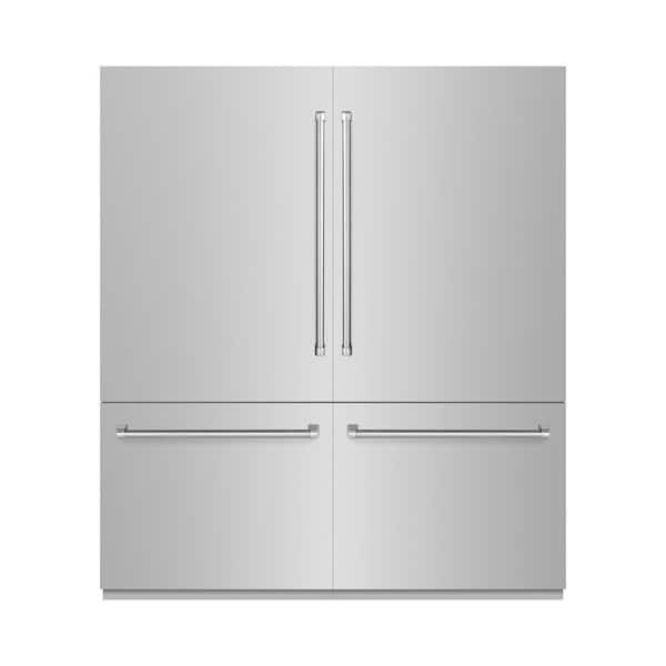 72 in. 39.6 cu. ft. Built-in Bottom Freezer Refrigerator with Water Dispensers and Ice Makers in Stainless Steel