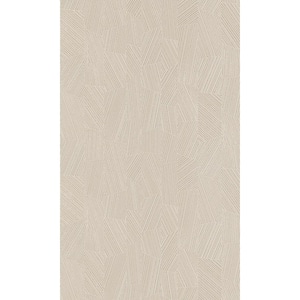 Cream Non-Pasted Vertical Geometric Stripes Metallic Shelf Liner Non-Woven Wallpaper Double Roll (57 sq. ft.)