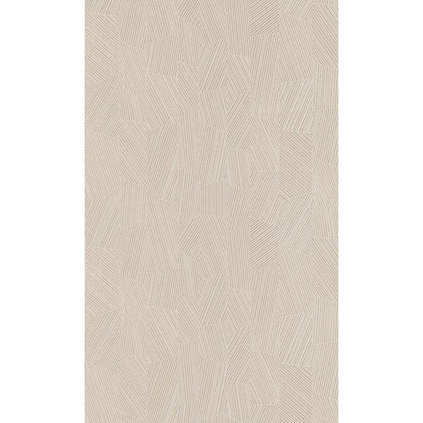 Walls Republic Cream Non-Pasted Vertical Geometric Stripes Metallic Shelf Liner Non-Woven Wallpaper Double Roll (57 sq. ft.)