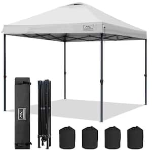 10 ft. x 10 ft. White Pop-Up Canopy with Wheeled Carrying Bag, 4 Ropes and 4 Stakes