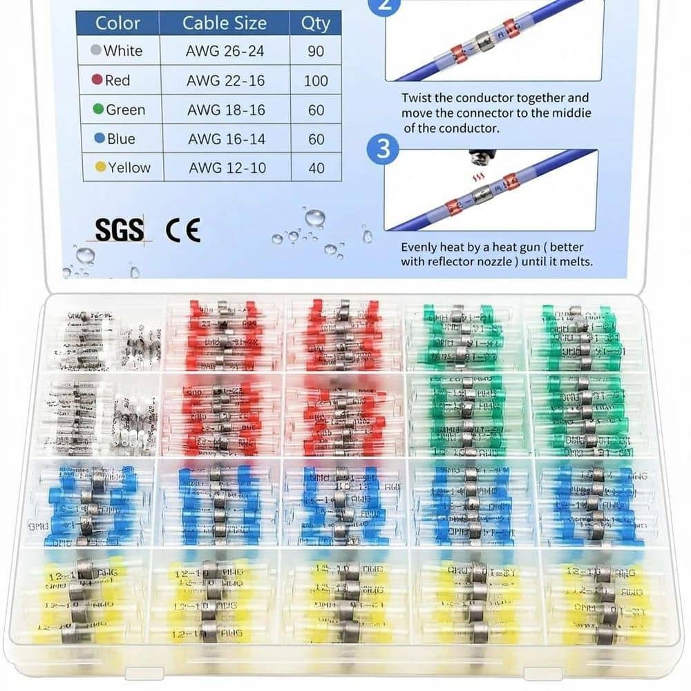 350 pcs Solder Seal Wire Connectors Heat Shrink Butt Connectors Waterproof Electrical Splice Kit for Automotive Trailer price history on PriceWatchPro