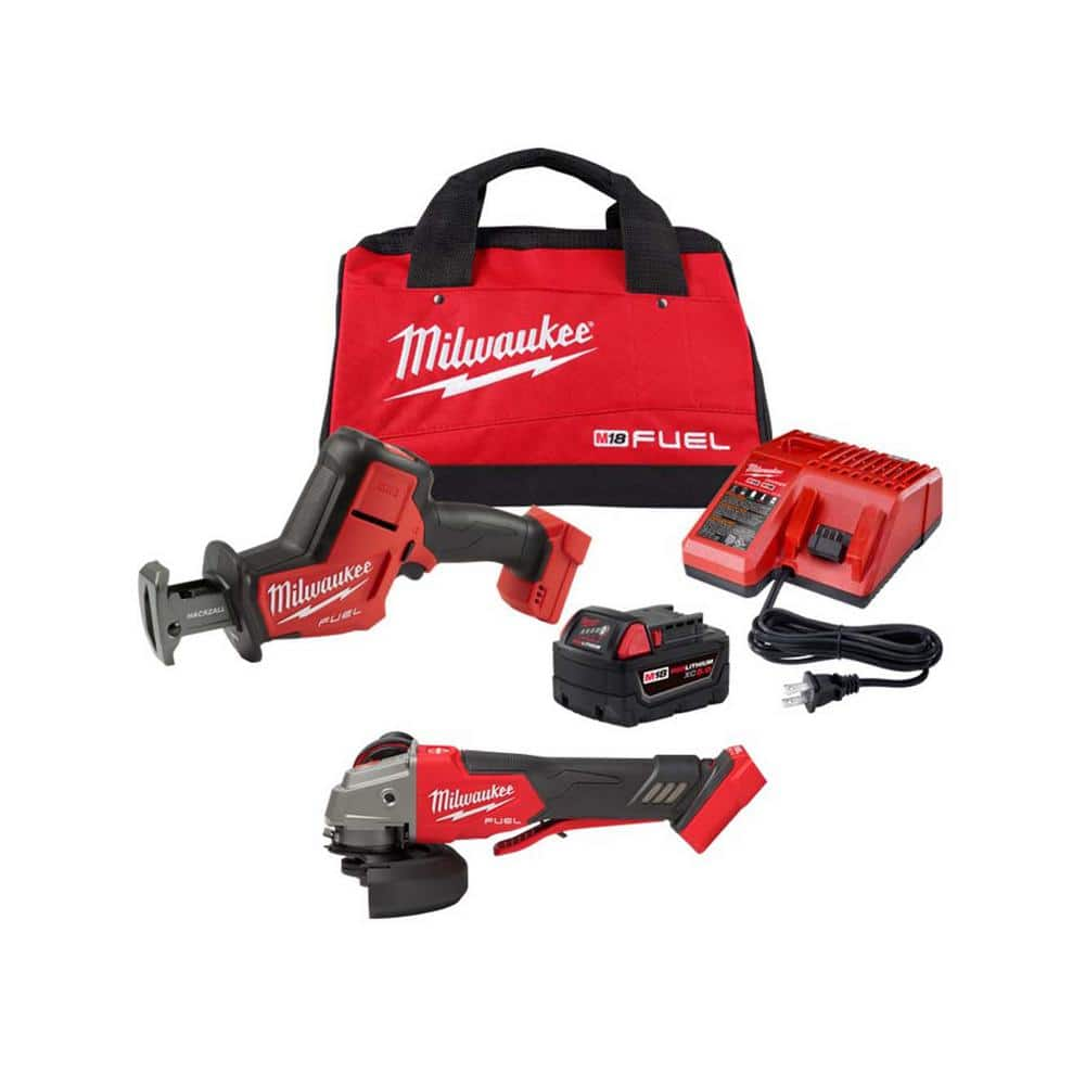 M18 FUEL 18V Lithium-Ion Brushless Cordless HACKZALL Reciprocating Saw Kit w/Brushless Grinder -  Milwaukee, 2719-21-2888-20