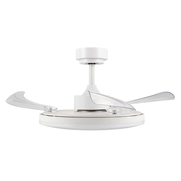 Stroll 42 in. Indoor White Retractable Ceiling Fan with Remote Included
