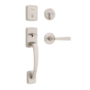 Kwikset Brentford Satin Nickel Keyed Door Handleset with Deadbolt