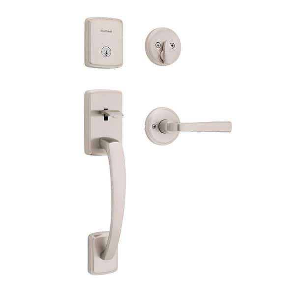 Kwikset Brentford Satin Nickel Exterior Grip Door Handleset with