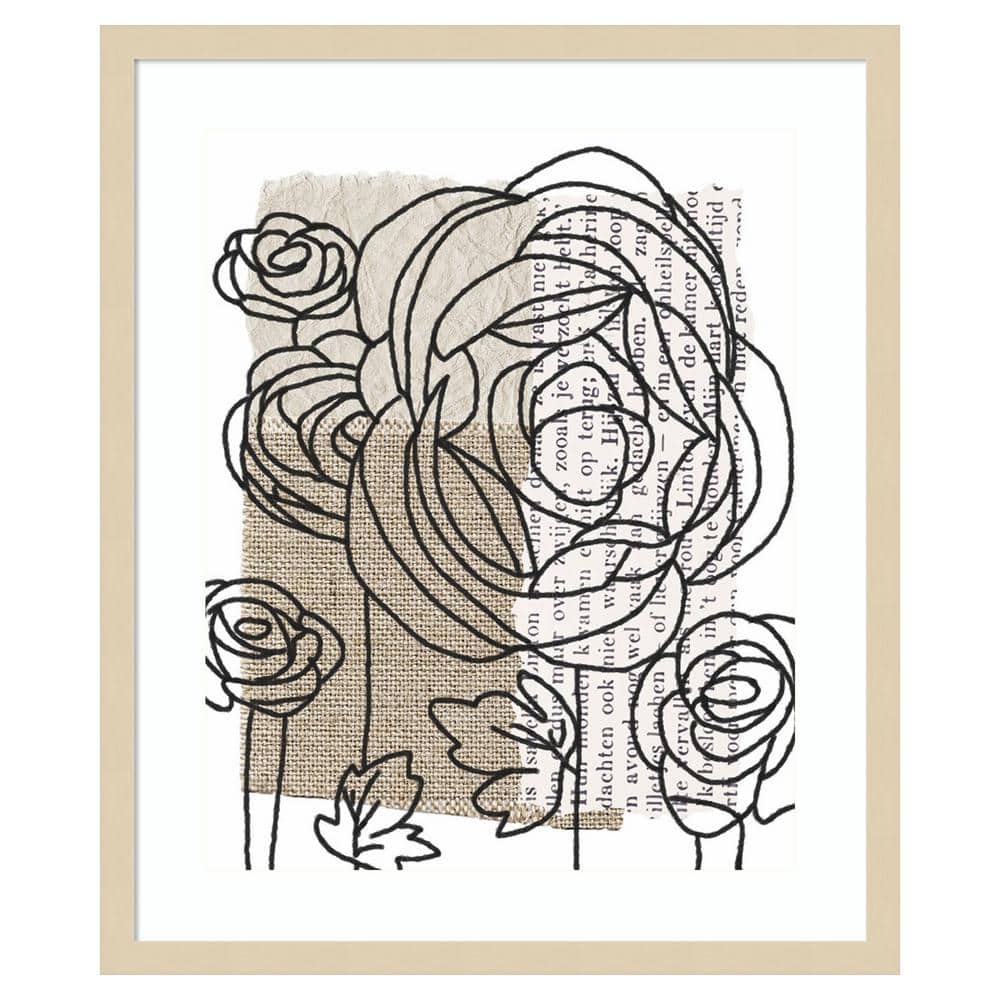 Svelte Natural Framed Abstract Floral Line Art Print, 21" x 25"