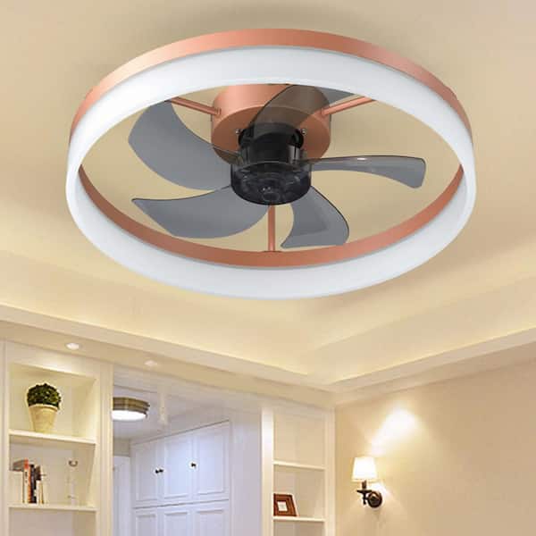 19.7 in. Integrated LED Indoor Rose Gold Ceiling Fan with Remote Control, Adjustable 3-Color Temperature