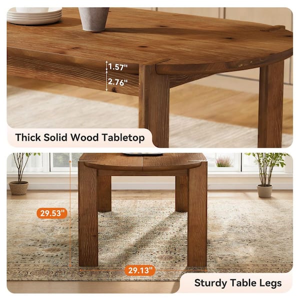 BYBLIGHT Roessler Vintage Brown Solid Wood 62.99 in. 4 Legs Dining