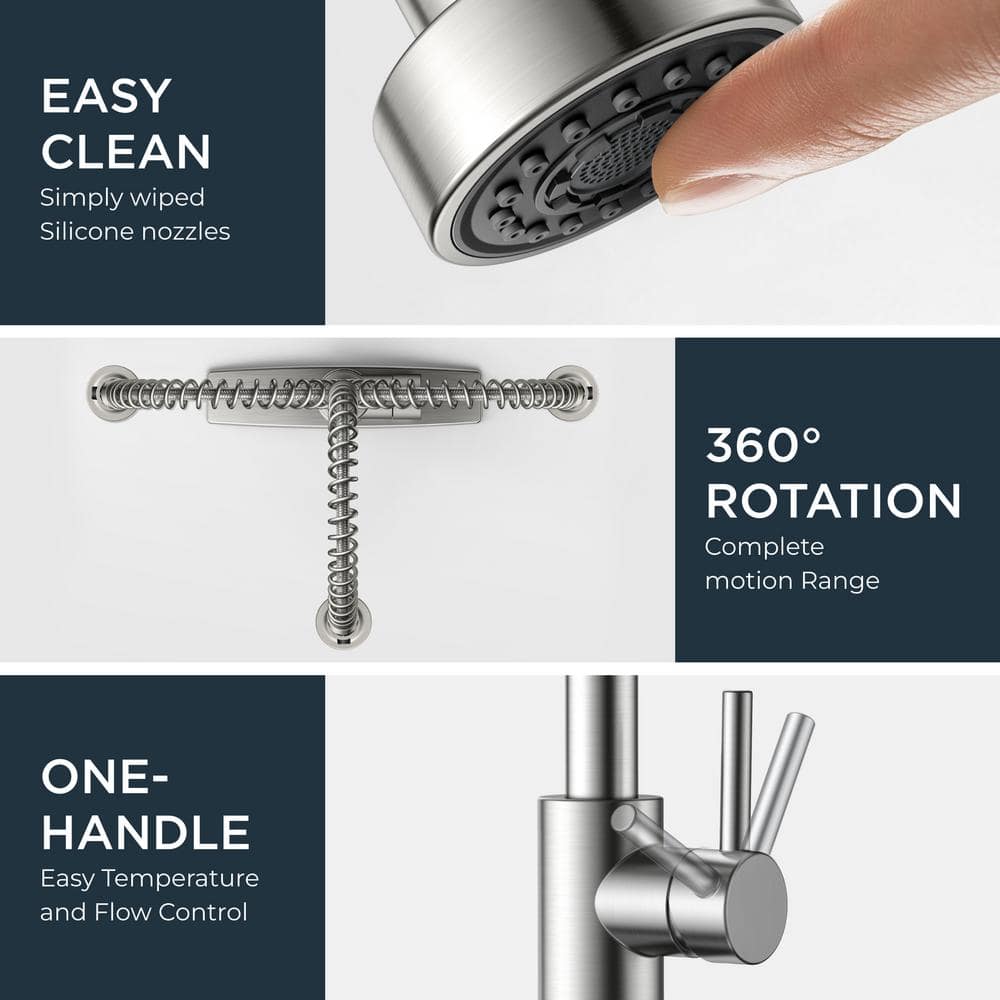 Brushed Nickel High-Arc Kitchen Faucet with Pull-out Spray