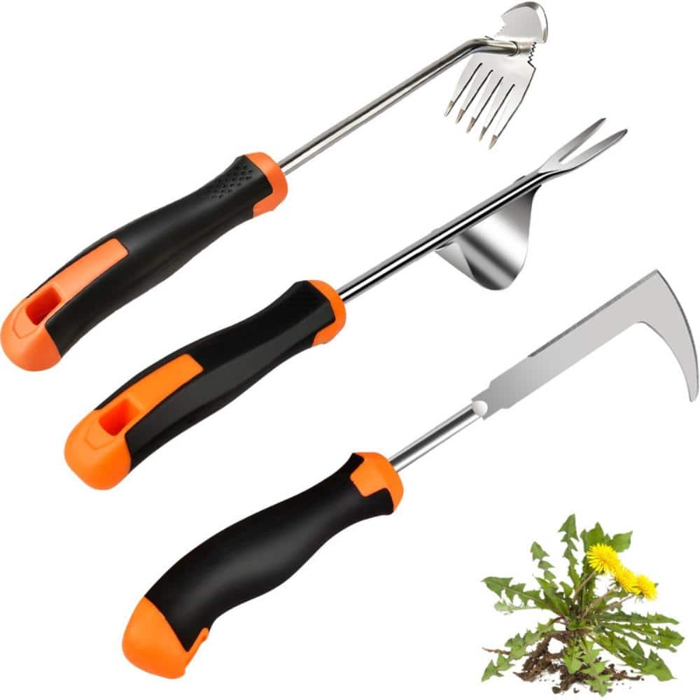 Three Pack Stainless Steel Manual Weeder Tool Set with Ergonomic Rubber Handles for Garden and Sidewalk One Pack price history on PriceWatchPro