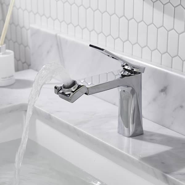 Single Handle Single Hole Bathroom Faucet with Supply Lines and Spot Resistant in Chrome