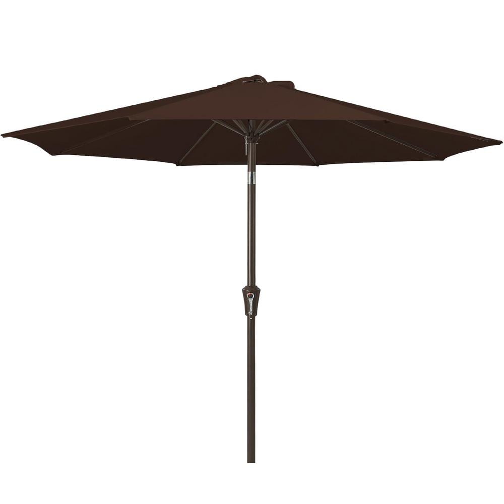 Air Vented 9 ft. Alloy Steel Market Solar Tilt Half Patio Umbrella in Brown