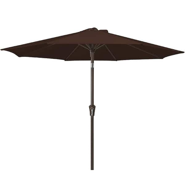 Unbranded Air Vented 9 ft. Alloy Steel Market Solar Tilt Half Patio Umbrella in Brown