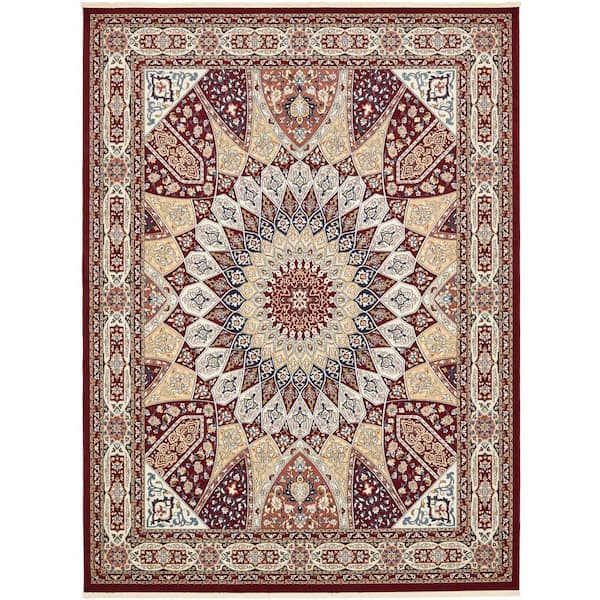 Narenj Collection Area Rug - Adams (10 ft. x 13 ft. Rectangle Burgundy/Beige)