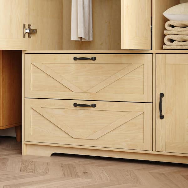 Noble House Steven Natural Finish 47.2 in. W 3-Door Wardrobe