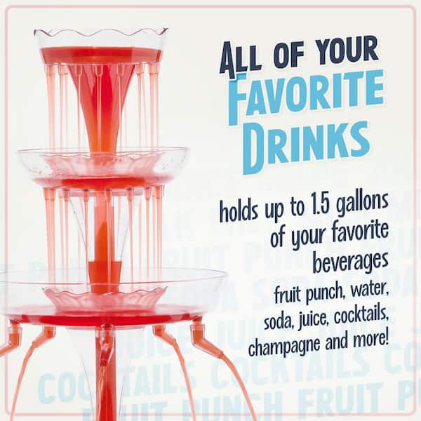 Nostalgia 3-Tier Clear Deluxe Lighted Party Drinking Fountain