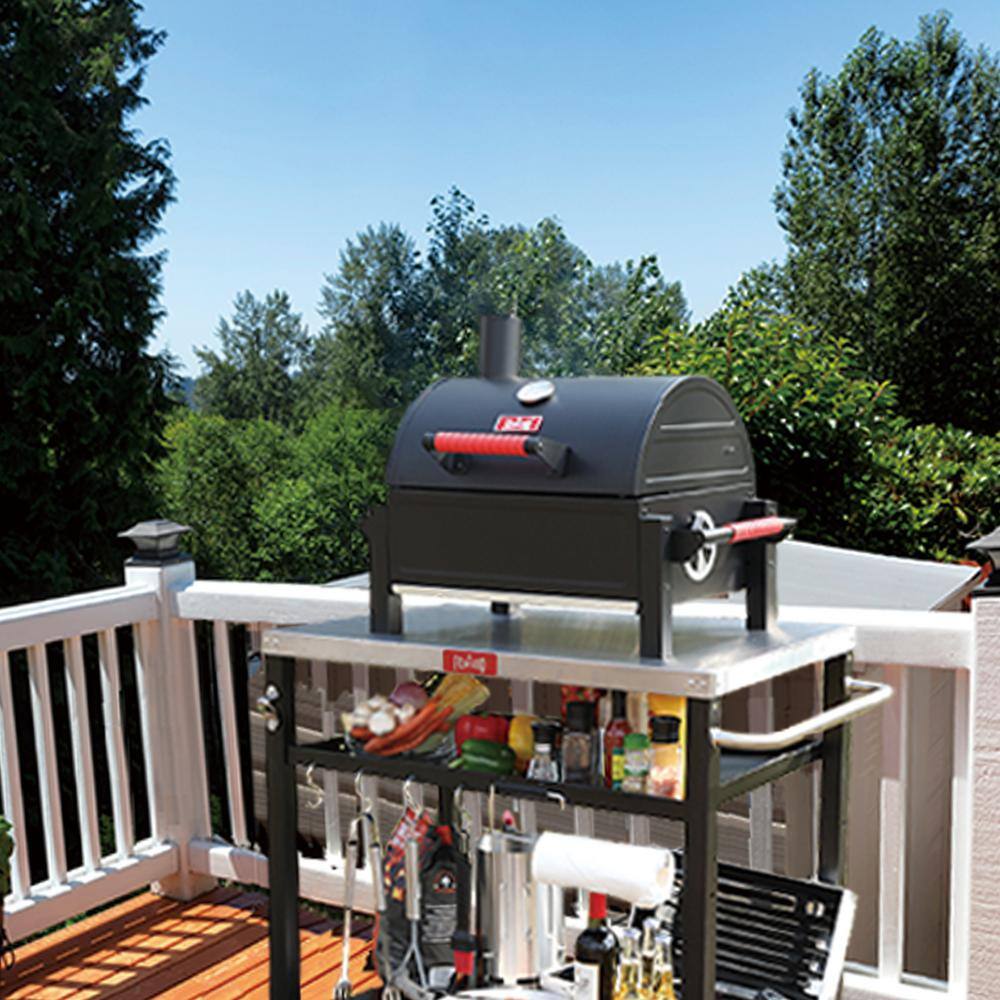Feasto 26.8'' Black Portable Charcoal Grill with Cast Iron Grate