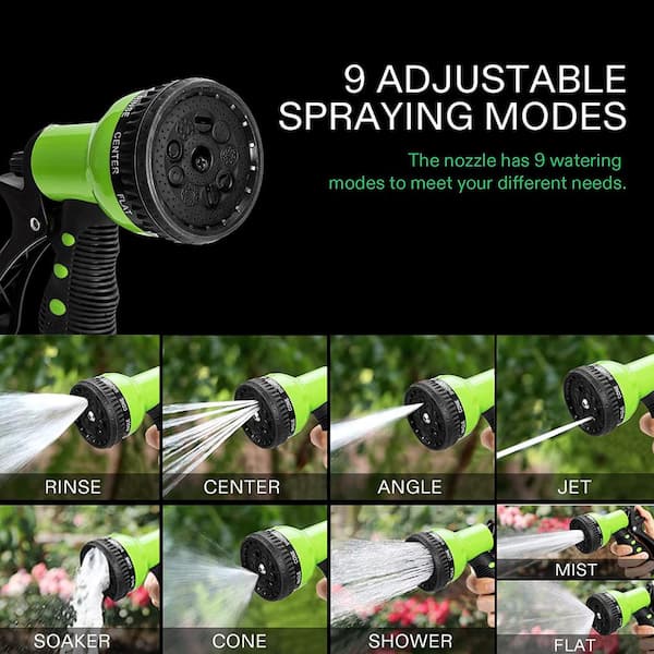 Retractable Hose - 100 Ft Garden Hose With 9 Nozzle Patterns - Hose Reel  Wall Mount With 180-degree Swivel Bracket And Auto-rewind By Pure Garden :  Target