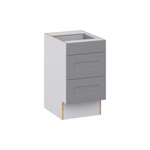 J COLLECTION Roseland 18 in. W x 24 in. D x 32.5 in. H Assembled Shaker Accessible ADA Drawer Base Kitchen Cabinet in Slate Gray