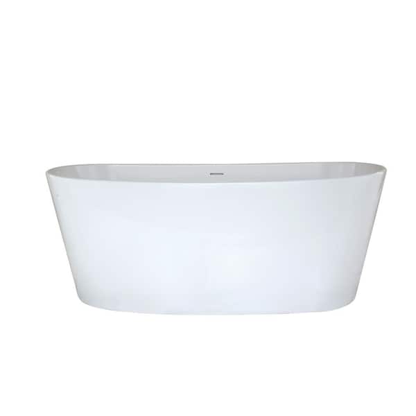 Hydro Systems Biscayne 5.5 ft. Solid Surface Stone Resin Flatbottom Non-Whirlpool Freestanding Bathtub in White