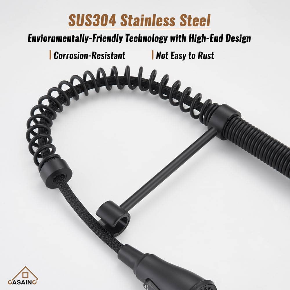 Matte Black Stainless Steel Pull Down Kitchen Faucet with Spray