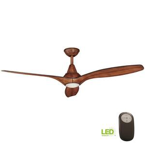 Tidal Breeze 56 in. LED Indoor Distressed Koa Ceiling Fan with Light Kit and Remote Control