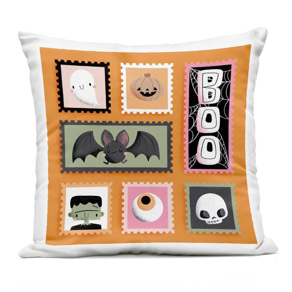 Spooky Cute Halloween Stamps Orange Square Outdoor Throw Pillow price history on PriceWatchPro