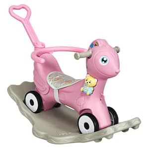 Baby Rocking Horse 4 in 1 Kids Ride On Toy Push Car with Music