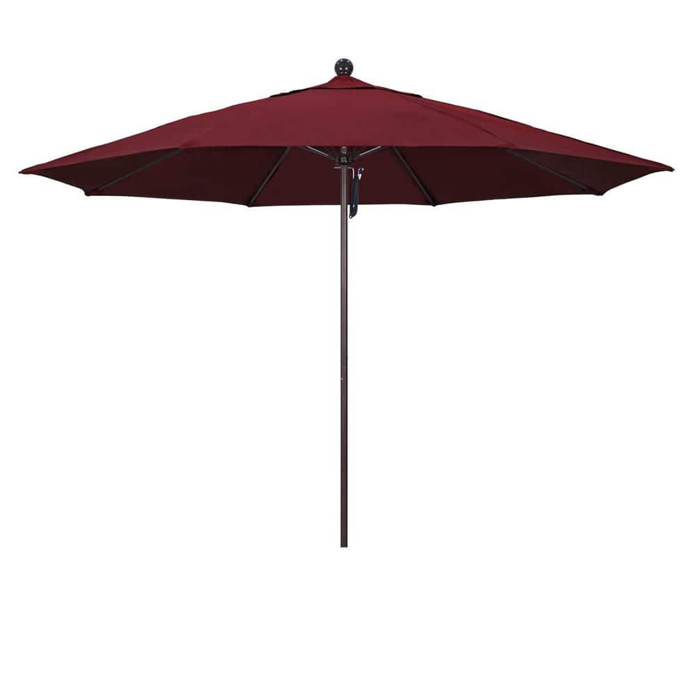 11 ft. Bronze Aluminum Market Patio Umbrella with Fiberglass Ribs Pulley Lift in Burgundy Pacifica price history on PriceWatchPro