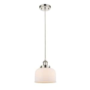 Bell 60-Watt 1 Light Polished Nickel Shaded Mini Pendant Light with Frosted glass Frosted Glass Shade