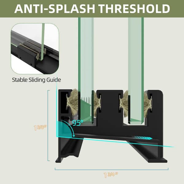 62-66 in. W x 72 in. H Double Sliding Semi-Frameless Shower Door in Matte Black Bypass Door with 1/4 in. Clear Glass